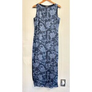 Finity Studio 100% Silk Blue Paint Spill Maxi‎ Dress size 8